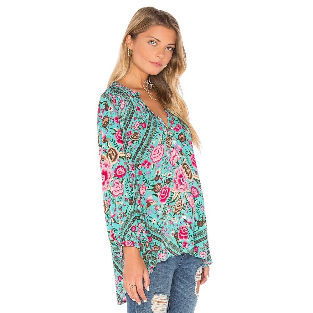 Spell & the Gypsy Collective Babushka Turquoise Blouse Shorts Set XS - Picture 14 of 16